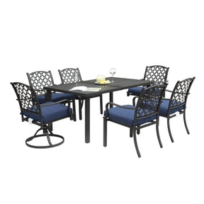 7-Piece Metal Patio Dining Set With Cushions - Omega Lifestyles