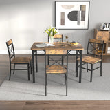 Compact Industrial MDF Metal Dining Table Set for 4 - Omega Lifestyles