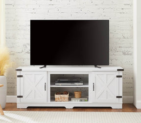 Modern Farmhouse White MDF TV Media Stand Console - Omega Lifestyles