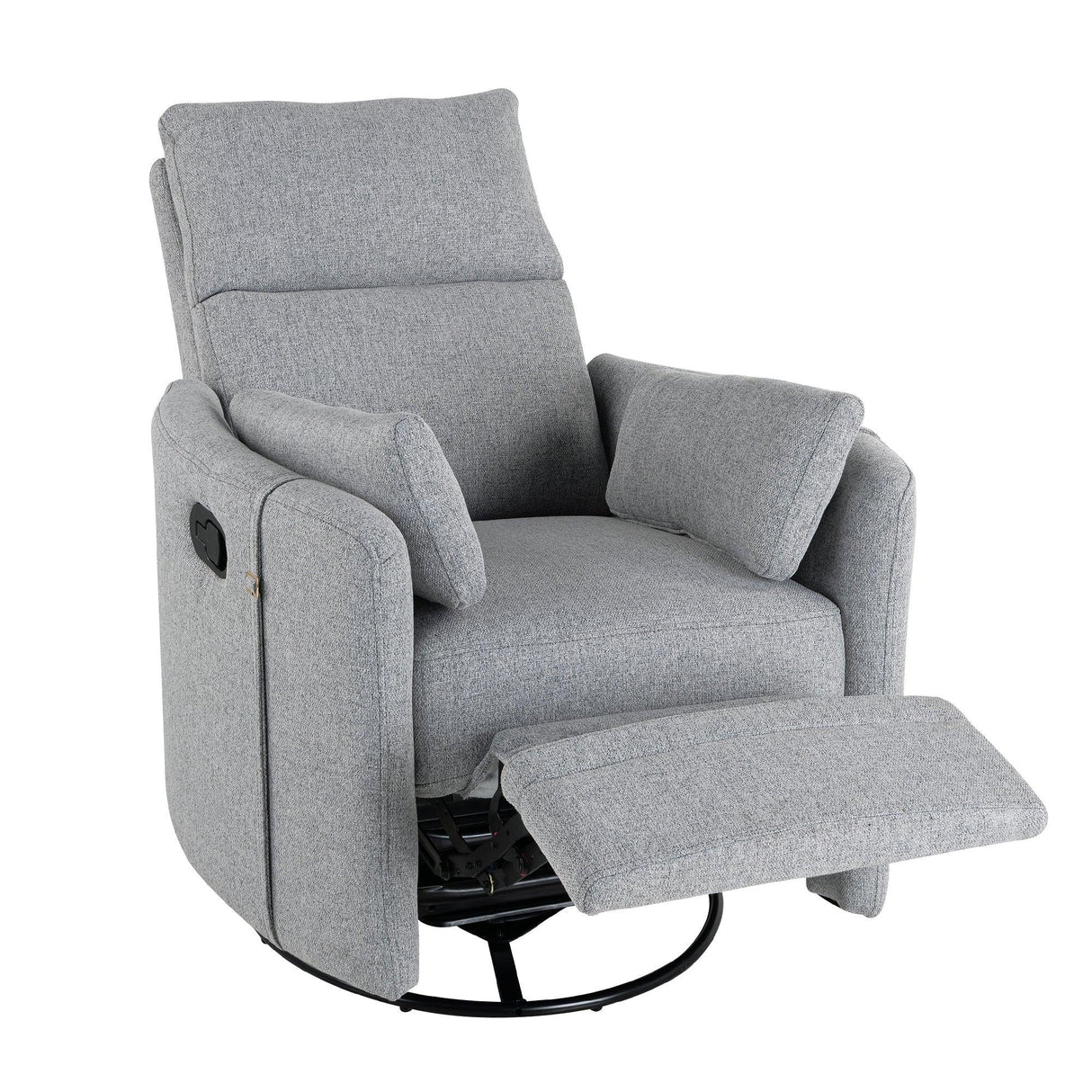 Manual Rocker Swivel Linen Upholstered Recliner Chair With Pillows - Omega Lifestyles