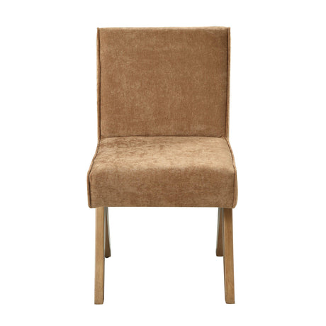 Set of 2 Chocolate Chenille Oak Side Chairs - Omega Lifestyles