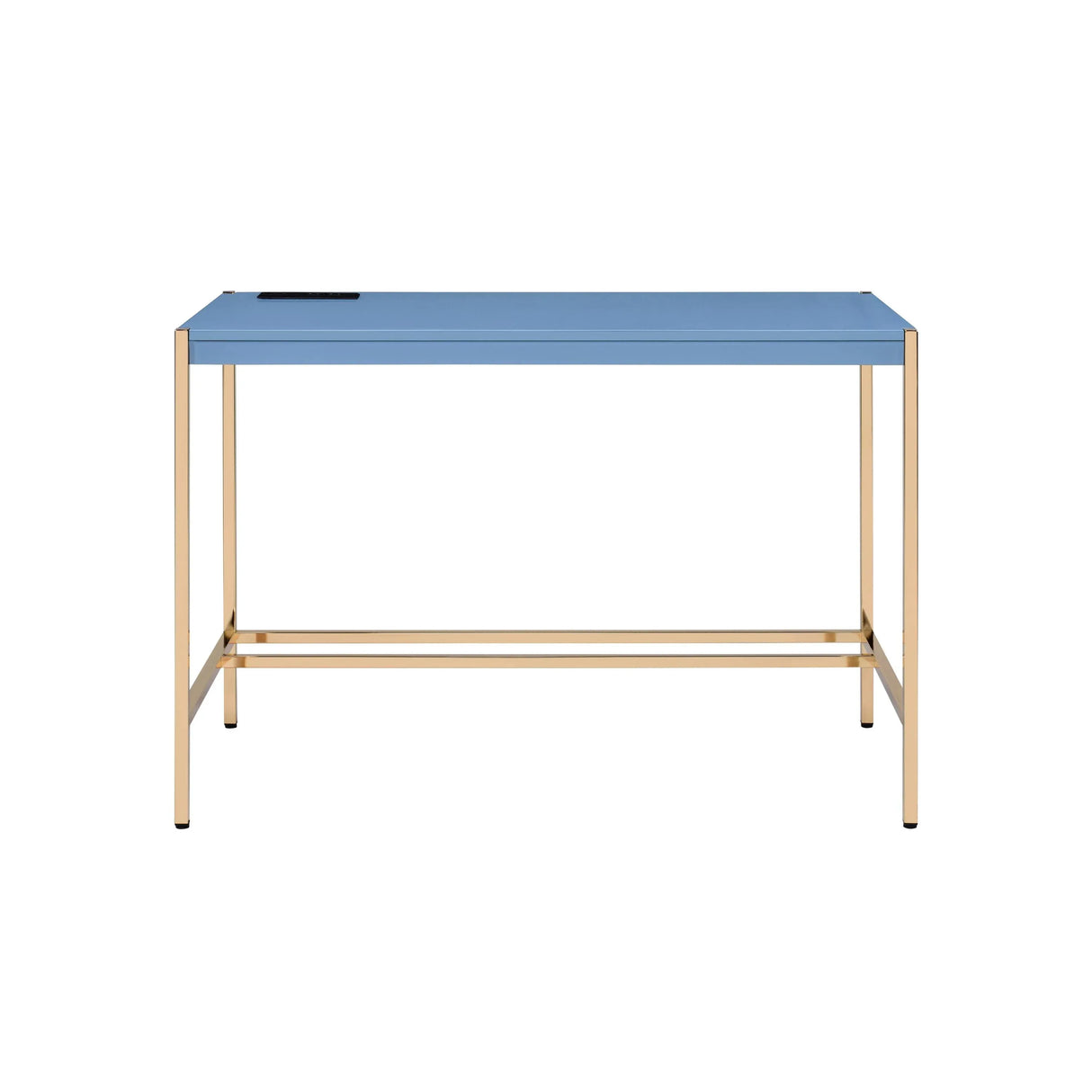Modern Writing Desk With USB Port Gold Metal Base - Omega Lifestyles