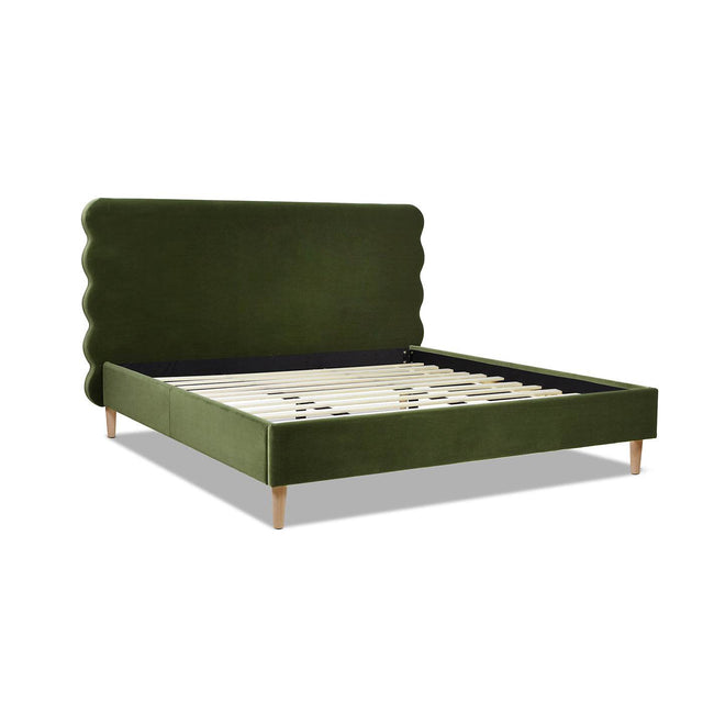 Modern Wavy Velvet Upholstered King Bed Frame - Omega Lifestyles