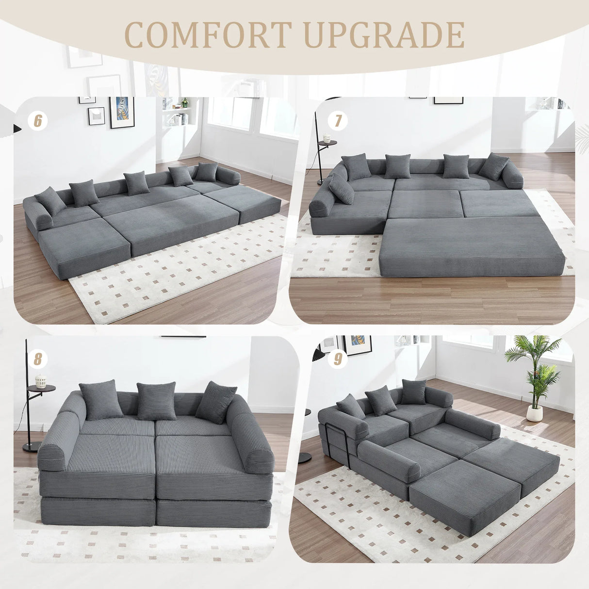 Convertible Corduroy Memory Foam Folding Sofa Bed - Omega Lifestyles