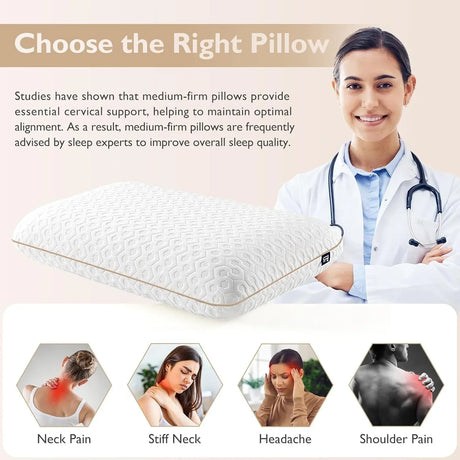 Medium Firm Gel-Infused Memory Foam Standard Pillow - Omega Lifestyles