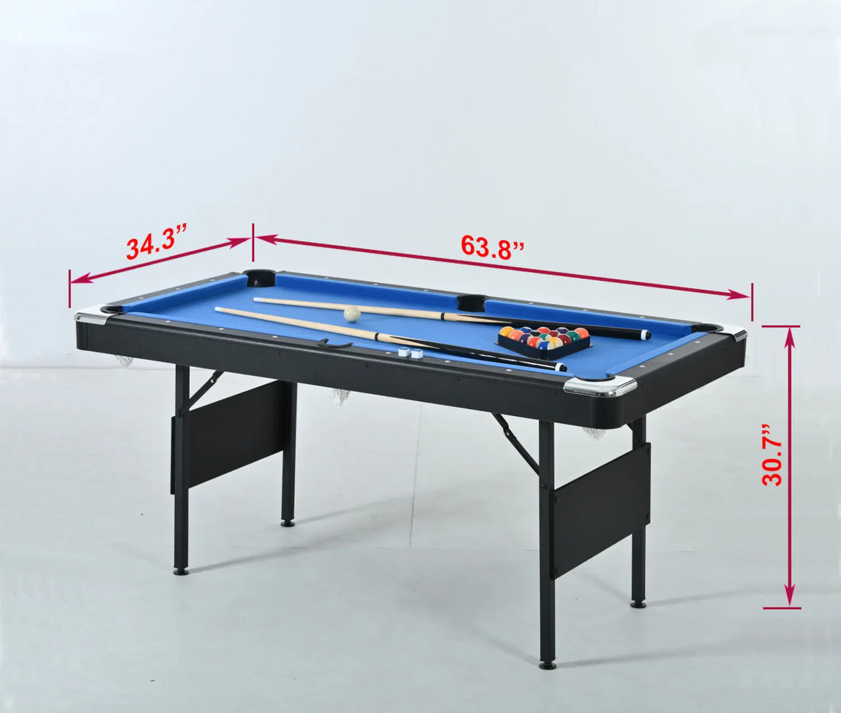 Foldable Indoor Black Blue Pool Table With Accessories - Omega Lifestyles