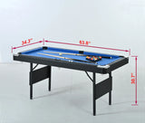 Foldable Indoor Black Blue Pool Table With Accessories - Omega Lifestyles
