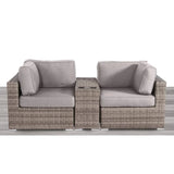 3-Piece Gray Rattan Wicker Outdoor Seating Group With Cushions - Omega Lifestyles