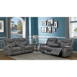 Grey Upholstered 2-Piece Manual Reclining Living Room Set - Omega Lifestyles