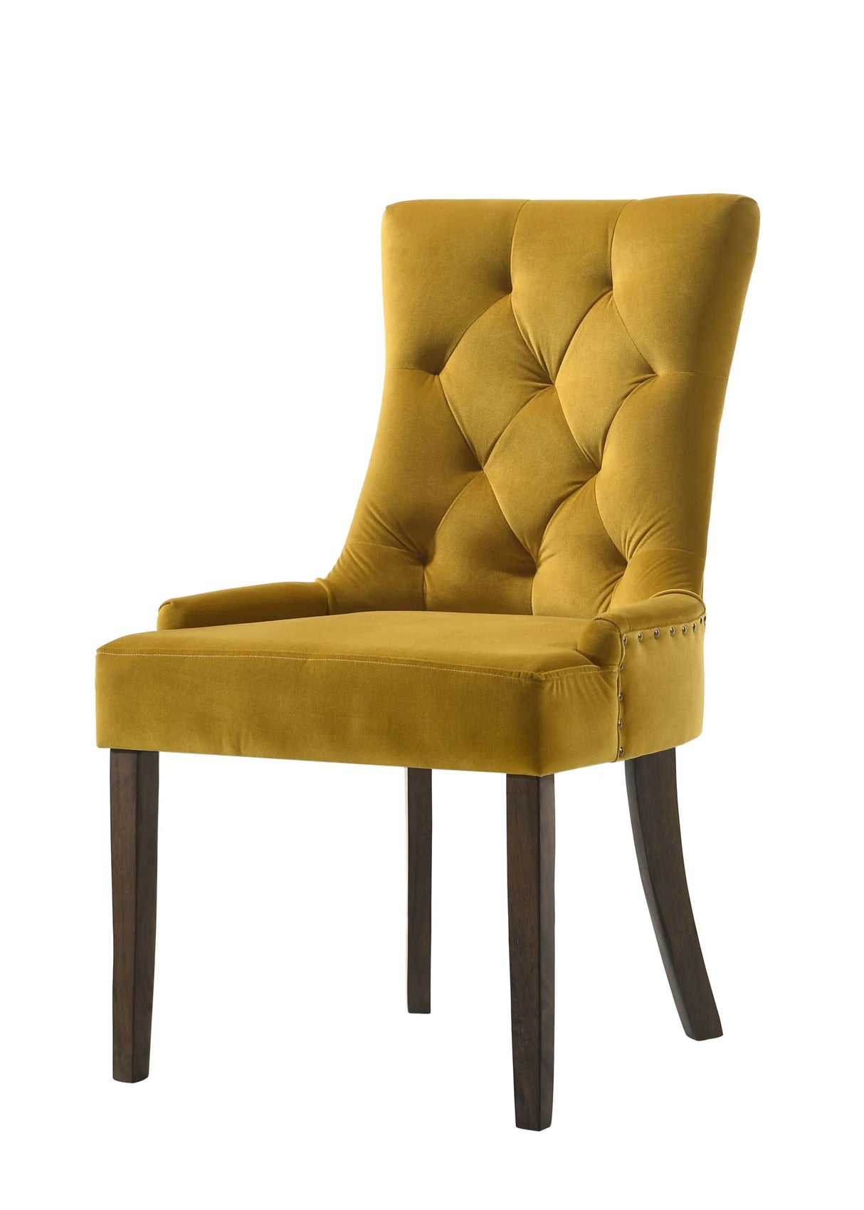 Set of 2 Plush Yellow Velvet Upholstered Side Chairs - Omega Lifestyles