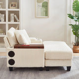 Corduroy Storage Sofa With Ottoman Bluetooth Speaker - Omega Lifestyles
