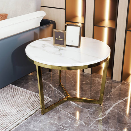 Modern Round Nesting 2-Piece White Marble Coffee Table Set - Sleep Galleria