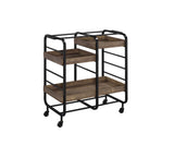 Metal And Wood Rectangular Serving Cart With Adjustable Trays - Omega Lifestyles
