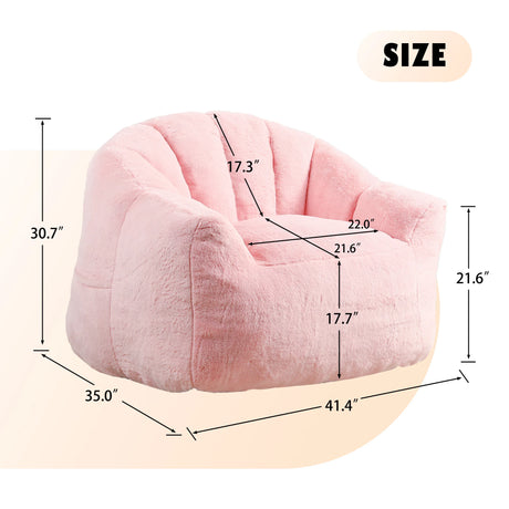 High Density Foam Pink Faux Fur Beanbag Chair - Omega Lifestyles