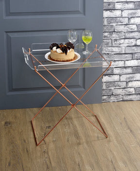 Clear Acrylic Metal Base Rectangular Tray Table - Omega Lifestyles