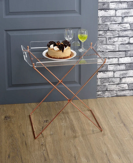 Clear Acrylic Metal Base Rectangular Tray Table - Omega Lifestyles