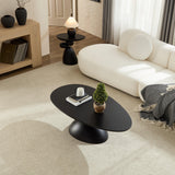 Minimalist Black Fiberglass Lucky Stone Oval Coffee Table - Omega Lifestyles