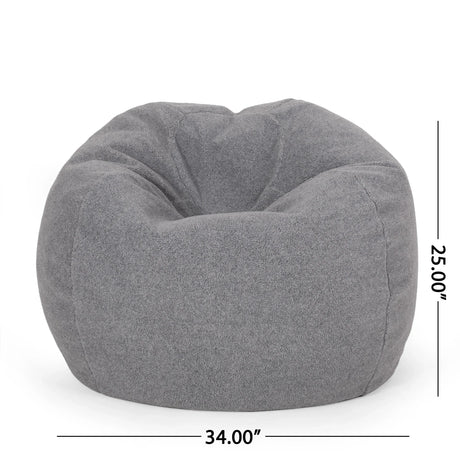 Cozy Rounded Foam Filled Fabric Bean Bag Chair - Omega Lifestyles