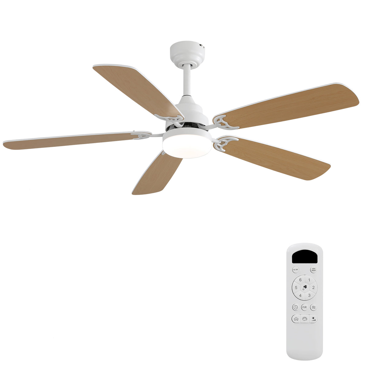 Modern 52-Inch Reversible Dc Motor Ceiling Fan With Light