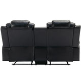 Manual Recliner Chair Faux Leather With Storage Cup Holders LED - Omega Lifestyles