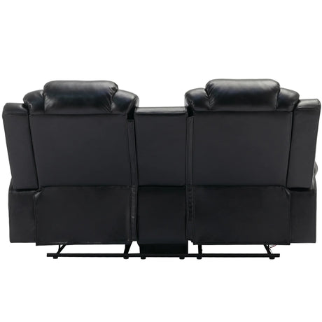 Manual Recliner Chair Faux Leather With Storage Cup Holders LED - Omega Lifestyles