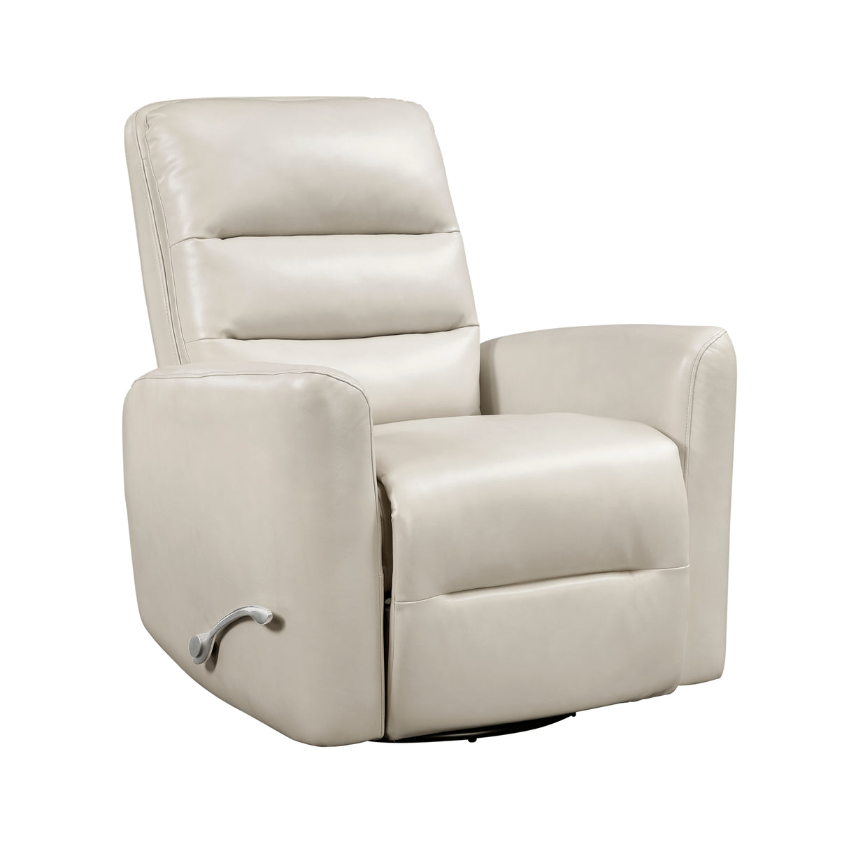 Beige Faux Leather Swivel Glider Recliner Chair