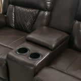 Brown Faux Leather Manual Recliner Chair With LED Light - Omega Lifestyles