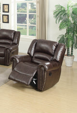 Manual Bonded Leather Recliner Chair With Nailhead Trim - Omega Lifestyles