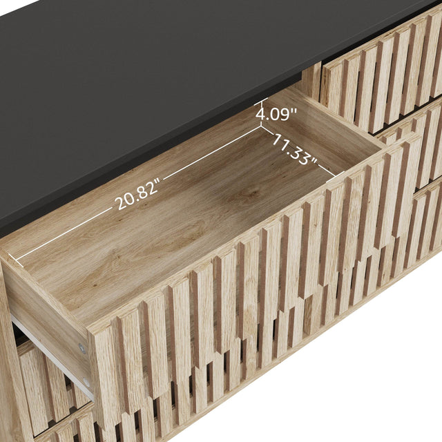 Modern Minimalist Fluted Six-Drawer Bedroom Storage Cabinet - Omega Lifestyles