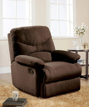 Chocolate Microfiber Motion Recliner With Wood Frame - Omega Lifestyles