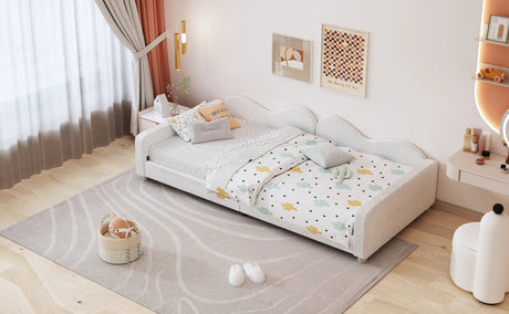 Twin Upholstered Sherpa Fabric Daybed With Cloud Backrest - Omega Lifestyles