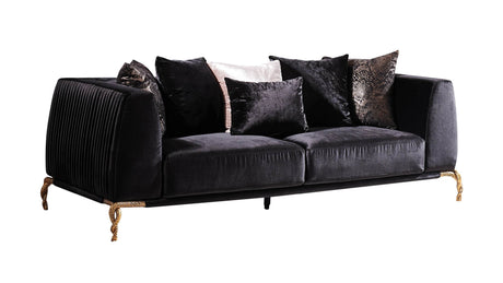 Modern Velvet Upholstered Wood Frame Sofa With Pillows - Omega Lifestyles