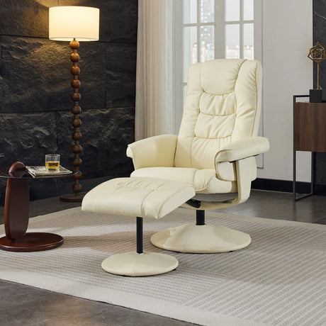 PU Leather Recliner Chair With Ottoman Heated Massage - Omega Lifestyles