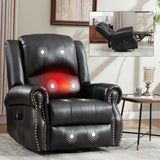 Heat Massage Faux Leather Swivel Rocking Recliner Chair - Omega Lifestyles