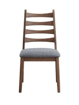 Set of 2 Dark Gray Linen Walnut Finish Side Chairs - Omega Lifestyles