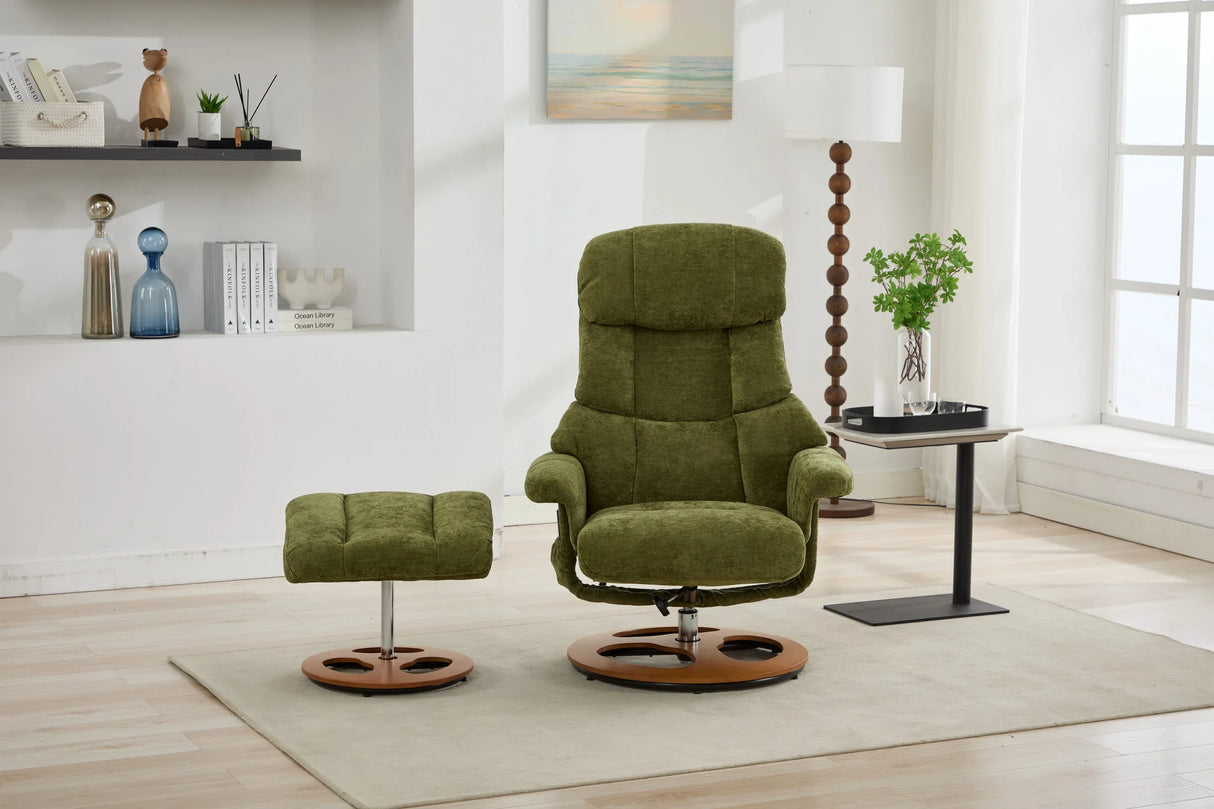 Soft Chenille Recliner Chair With Ottoman And Massage - Omega Lifestyles