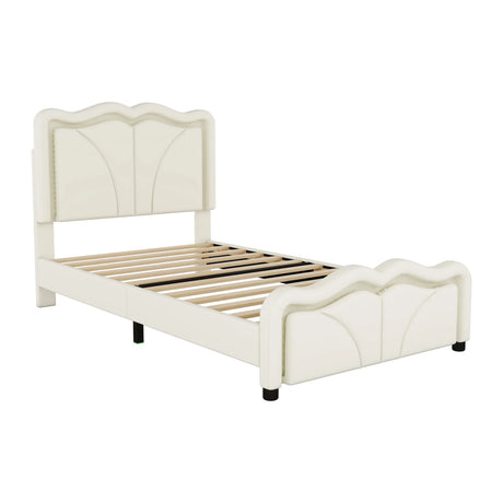 Twin Upholstered Platform Bed With Adjustable Headboard And LED Lights - Omega Lifestyles