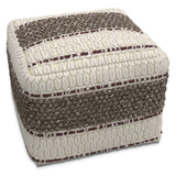 Woven Earth Tone Brown Fabric Square Pouf - Omega Lifestyles