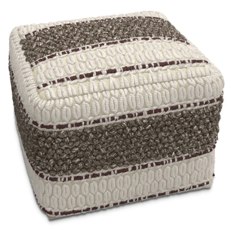 Woven Earth Tone Brown Fabric Square Pouf - Omega Lifestyles