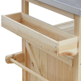 Farmhouse Solid Fir Wood Outdoor Kitchen Island Cart - Omega Lifestyles