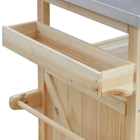 Farmhouse Solid Fir Wood Outdoor Kitchen Island Cart - Omega Lifestyles