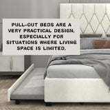 Queen Modern Velvet Upholstered Bed Frame With Trundle - Omega Lifestyles