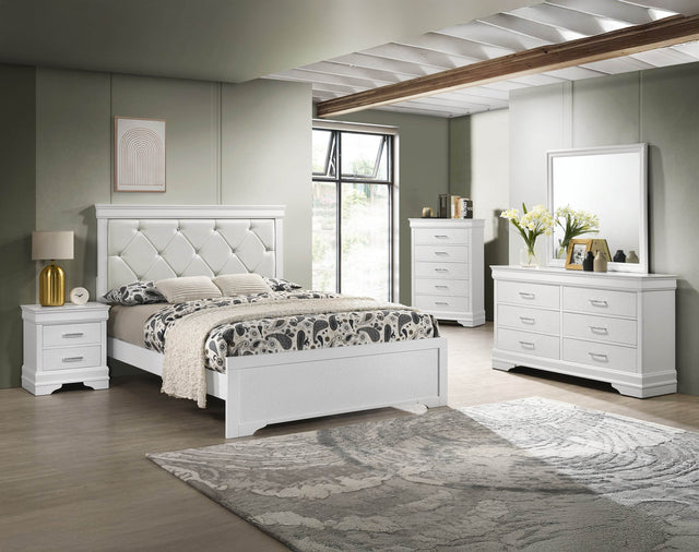 Modern White Wood Upholstered Panel Queen Bed Frame - Omega Lifestyles
