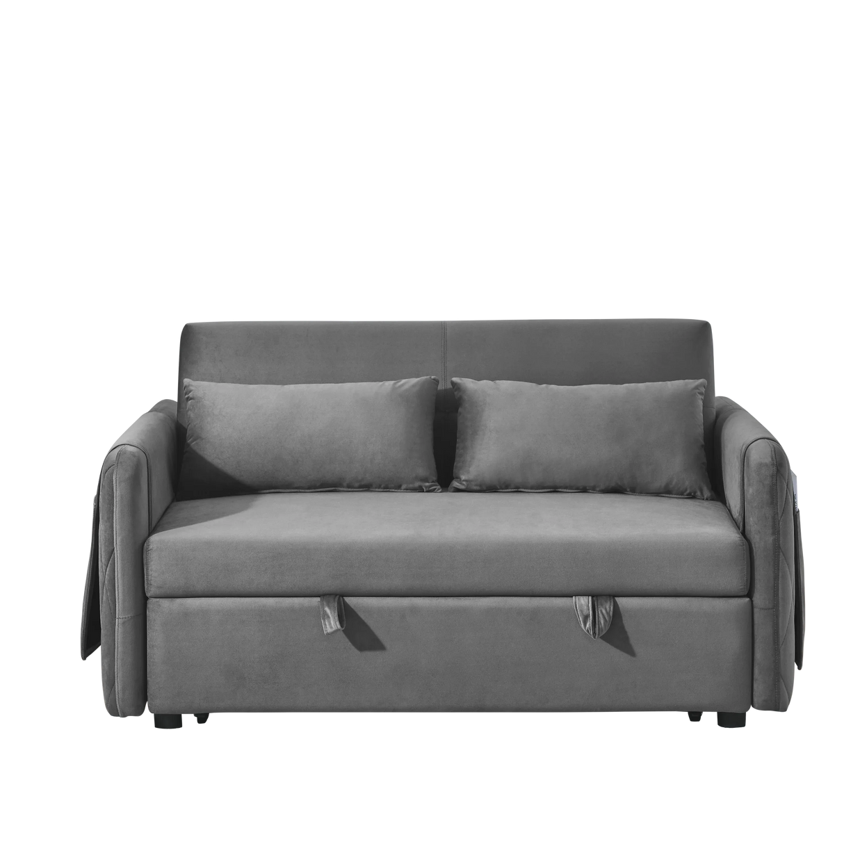 Velvet Convertible Pull-Out Sofa Bed With Pillows - Omega Lifestyles