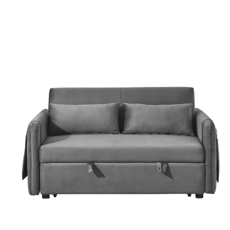 Velvet Convertible Pull-Out Sofa Bed With Pillows - Omega Lifestyles