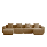 Modular Velvet 4-Seat Boneless Sectional Sofa With Ottomans - Omega Lifestyles