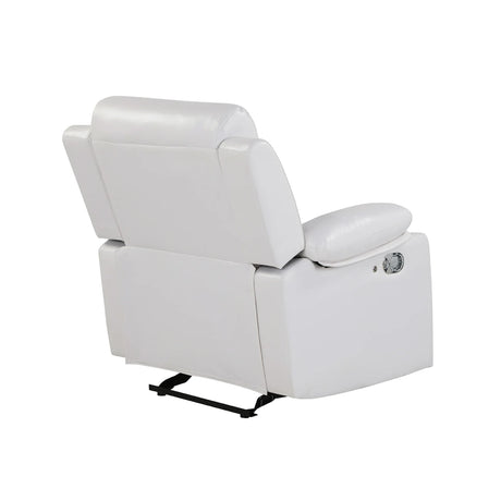 White Upholstered Medium Firm LED Glider Recliner Chair - Omega Lifestyles