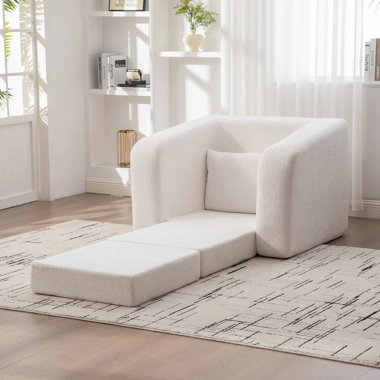 Convertible Chenille Sofa Bed With Folding Foam Cushion - Omega Lifestyles