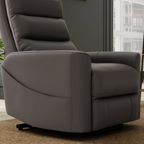 Grey Faux Leather Power Lift Recliner Chair With USB Charging - Omega Lifestyles