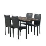 5-Piece Metal Frame Dining Set With Faux Marble Top - Omega Lifestyles